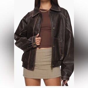 Princess Polly Dark Brown Leather Jacket